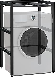CLP Bastidor para Lavadora Gannet | Torre de Lavado con Espacio para Dos electrodomésticos | Bastidor metálico para Secadora I Superestructura para Lavadora, Color:Negro