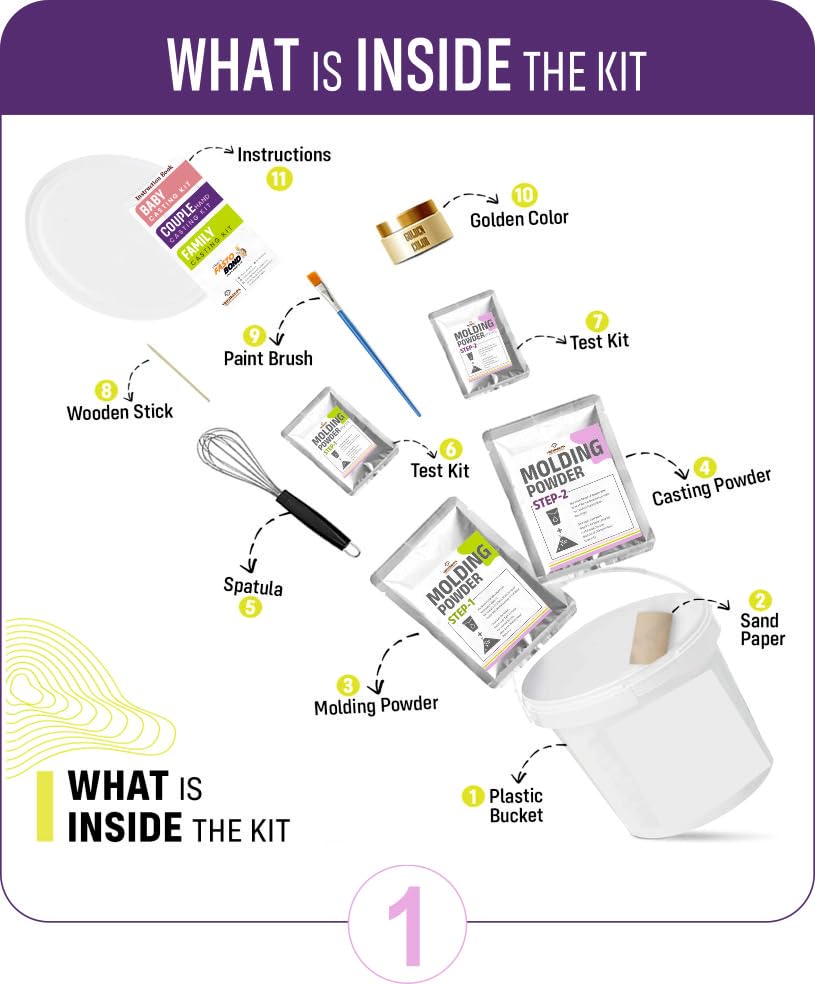 Image of FASTO BOND Hand Casting Kit - for Couples, Baby, Husband, Parents, Spacial Anniversary, Birthday Gift, 3D Moulding Powder for Hand, Foot, Molding (Couple KIT)