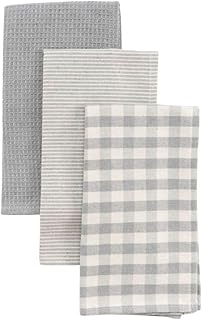 Pano de cozinha, absorvente e resistente, design elegante para cozinha, conjunto de trapos macios, 50 x 50 cm, pack de 3 unidades (cinzento)