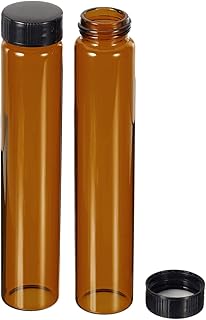 PATIKIL 60mL Reagent Media Bottle, 10 Pack Round Glass Storage Bottles Plastic Screw Cap for Lab Home, Brown