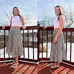 Zeagoo Women's Midi Skirts High Waisted Pleated A-Line Swing Skirts Summer Floral Long Skirts with Pockets - Image 3