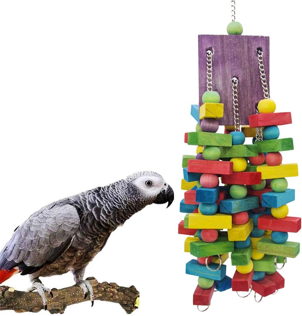 MQ Parrot Toy Bird Toy Made with Nature Wood, Parrot Toys for Medium and Large Birds, Best Toys for African Grey, Parakeets, Amazon…