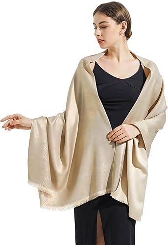 Ciormis Chales y envolturas metálicas brillantes para mujer, pashmina para bodas, vestidos de noche formales de fiesta