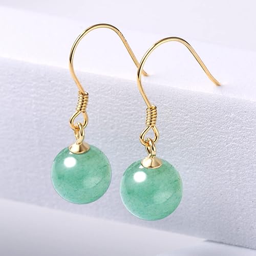 Miniatura 5 de 8.5mm Jade Drop Earrings for Women Green Jade Earrings 925 Sterling Silver Handmade Dangle Earrings Good Luck Jade Earrings Gift for Birthday