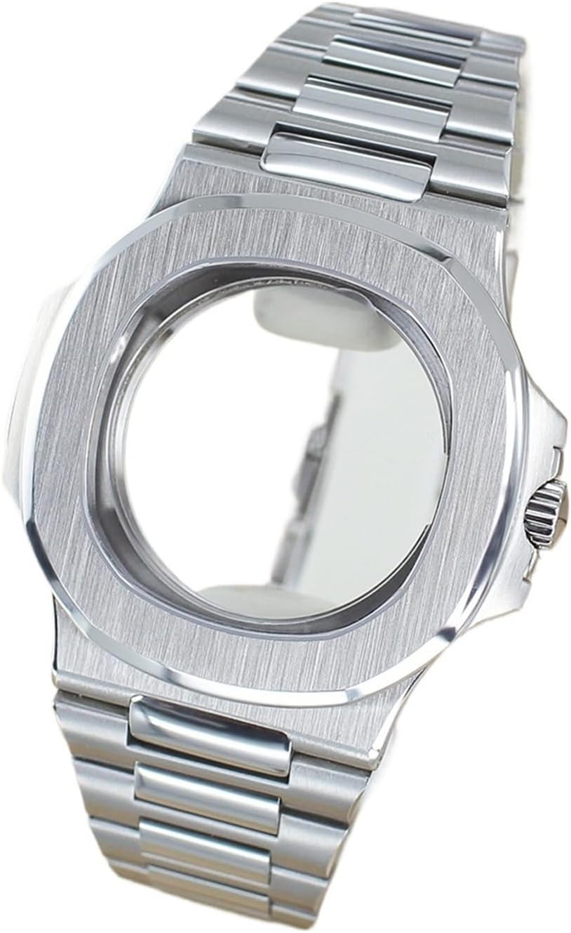 43.3mm Ultra Thin Silver Watch Case with Sapphire Crystal Glass for - 9015 Movement - 10ATM Waterproof