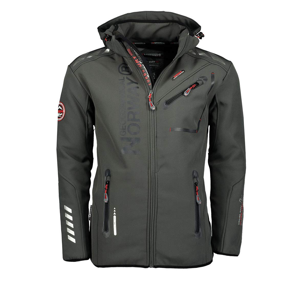 Geographical Norway Men's Gray / Black Royaute Softshell Jacket, Waterproof Jacket With Hood, Outdoor Wind Jacket, Tactical Jacket, Branding Production, Grey/Black, Xxxl