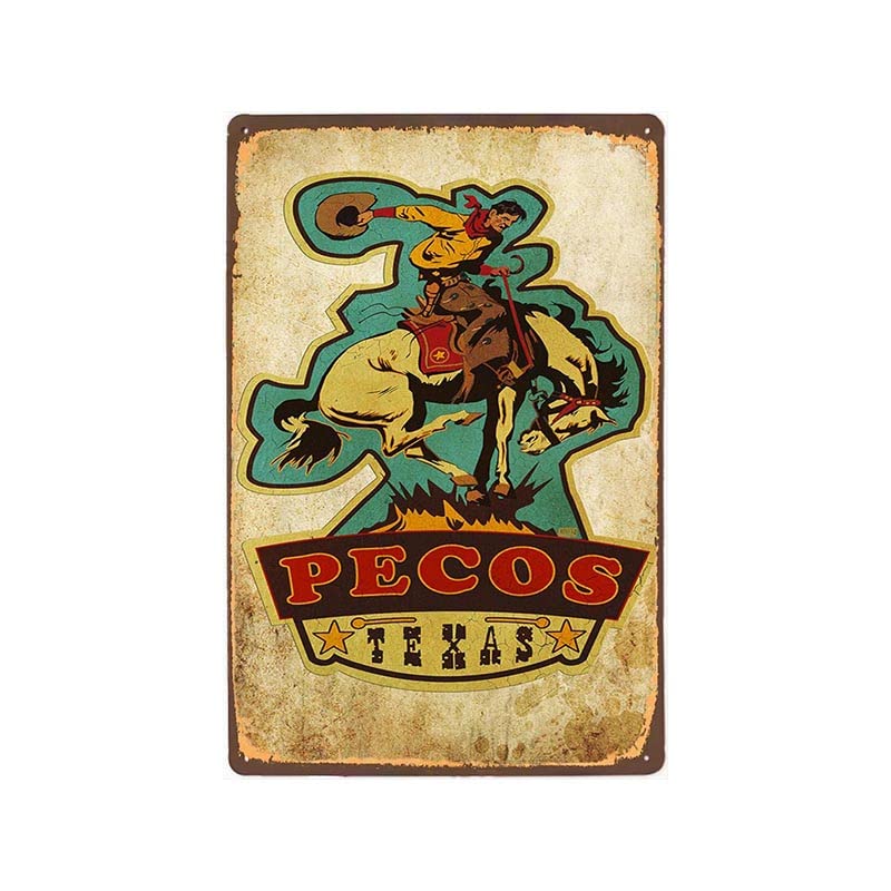 ABCDEFG Western Cowboy Retro Targa in metallo