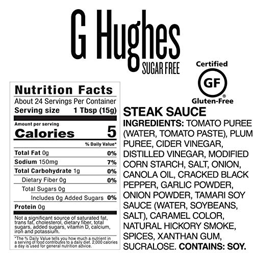 G Hughes Sugar Free, Steak Sauce - Gluten Free Steak Sauces, Keto Steak Sauce, Sugar Free Steak Sauce, Sugar Free Bbq Sauces, Keto Bbq Sauces, Gluten Free Bbq Sauces, No Preservatives - 13 Oz (3-Pack) #TOP1