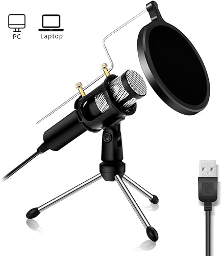 USB Mikrofon Kondensator Mikrofon  NASUM  podcast Microfon  Computer Standmikrofon Aufnahmemikrofon Microphone fA r studio Aufnahmen Skype YouTube mit StA nder und Popschutz  Windows Mac 