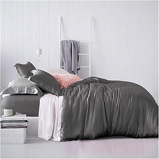 UBDVBMYZ Azul Top Grado 100% Seda Seda Juego de Ropa de Cama Belleza Seda Rey King Edredón Cubierta Plana Funda de Almohada for Dormir (8,King)