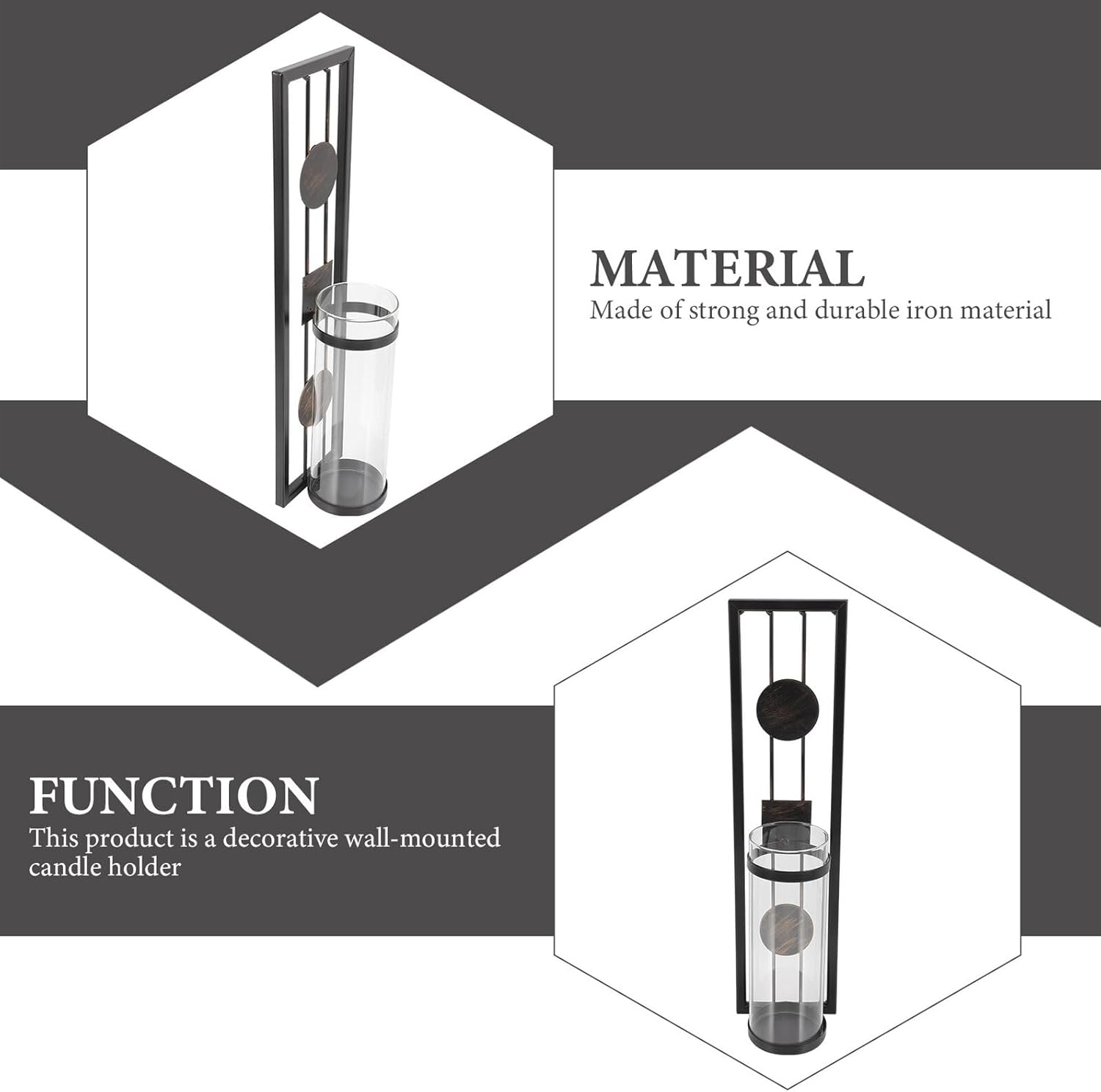 2pcs Iron Art Candle Stand Wall Hanging Tealight Holders Decorative Home Wall Ornaments Classic Style