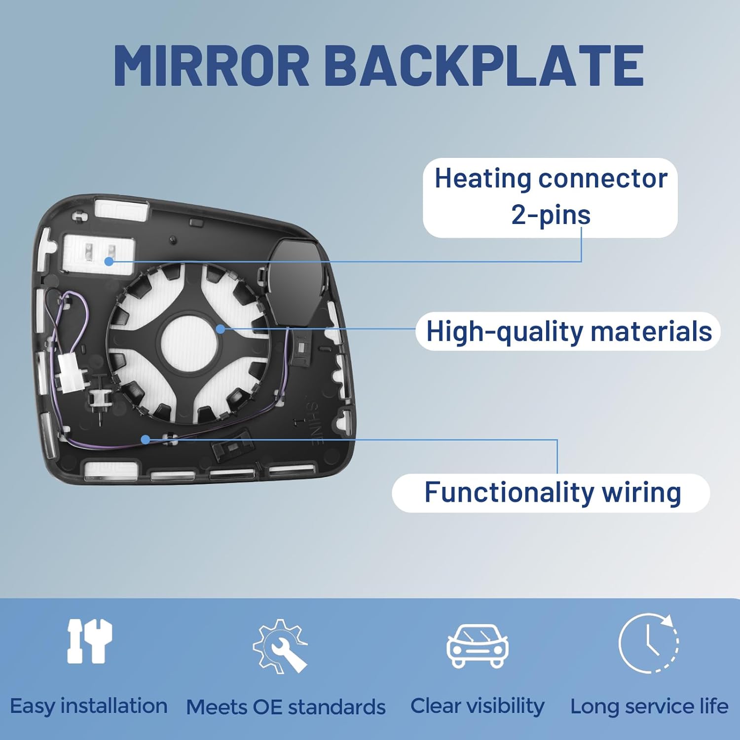 Driver Left Side Mirror Glass - Compatible with Jeep & Dodge Vehicles - Grand Cherokee 2011-2021, Durango 2011-2023, with Heated/Blind Spot Detection, without Auto Dimming, Replace# 68092055AB