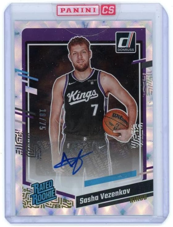 2023-24 DONRUSS RATED ROOKIE SIGNATURES HOLO FRAME #291 SASHA VEZENKOV RC AUTO 18/75 - STILL SEALED FROM PANINI REDEMPTION SAC KINGS BASKETBALL OFFICIAL TRADING CARD OF NBA