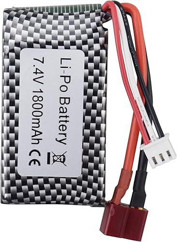 Miniatura 8 de sea jump Batería de litio de alta velocidad con cabeza en T de 7.4 V 1800 mAh con línea de conversión de carga 1to3 para WLTOYS A959-B A969-B A979-B