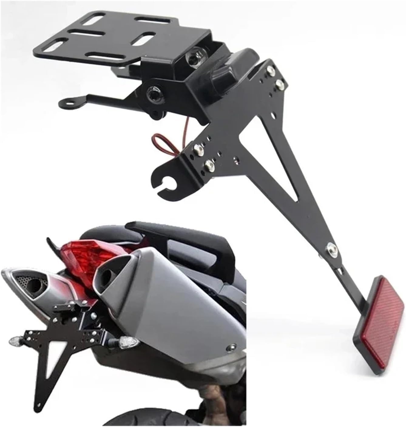 LeosHi New Motorcycle Adjustable Angle License Number Plate Frame Holder Bracket Compatible with YZF R1 R3 R6 R15 R25 Fz6 Mt-07 Mt 07
