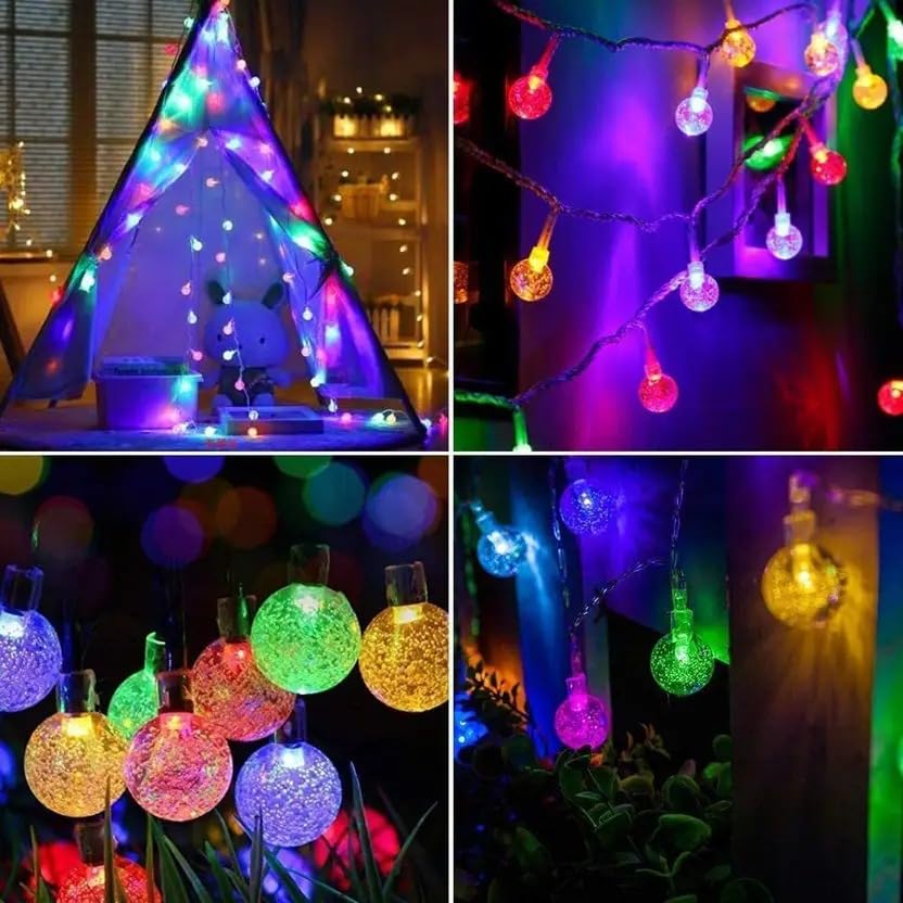 Image of ZALAR 18 LED RGB Bubble Ball String Lights for Home Decoration | Crystal Ball Fairy Lights for Bedroom, Balcony, Garden, Diwali, Christmas, Wedding, Birthday Party Decor