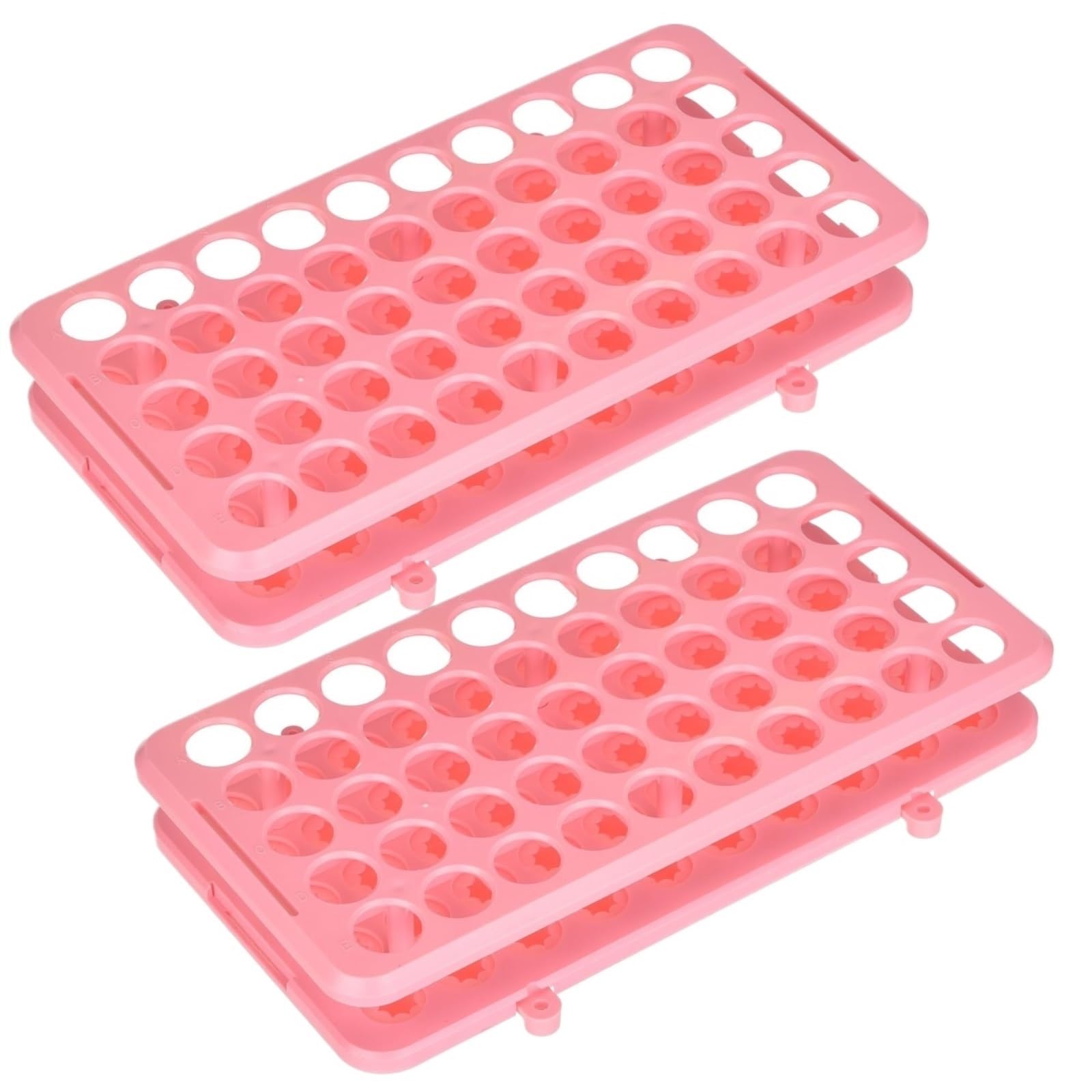 Gradilla De Tubo De Ensayo para Laboratorio 2 Soportes De Plástico For Tubos Centrífuga con 50 Orificios Y Apertura 18 Mm(Pink)