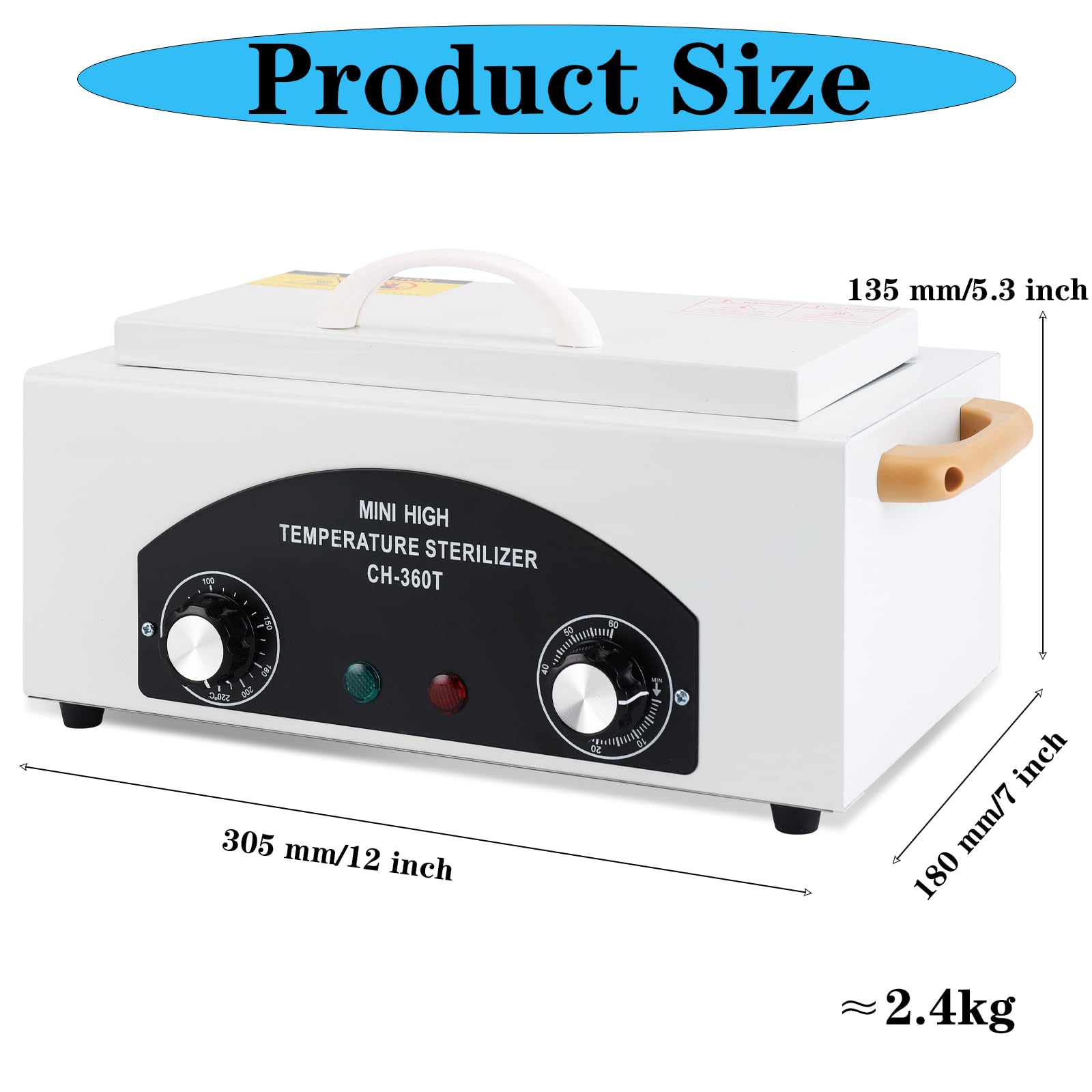 Winb Sterylizator wysokotemperaturowy mini autoklaw z timerem 110 V 300 W pojemność 1,5 l do narzędzi dentystycznych fryzjerskich narzędzi do manicure z uchwytem