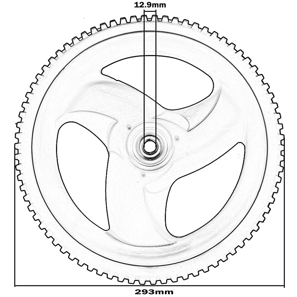 2 x Roue Arrière 293mm 78 Dents pour Craftsman, Partner, Electrolux, McCulloch, Rally et autres tondeuses à gazon
