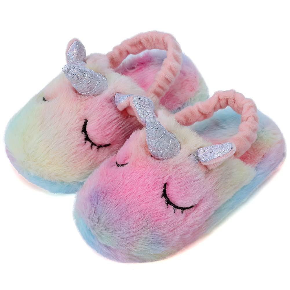seannelBoys and Girls House Slippers Kids Animal Indoor Slipper Fuzzy Toddler Home Shoes