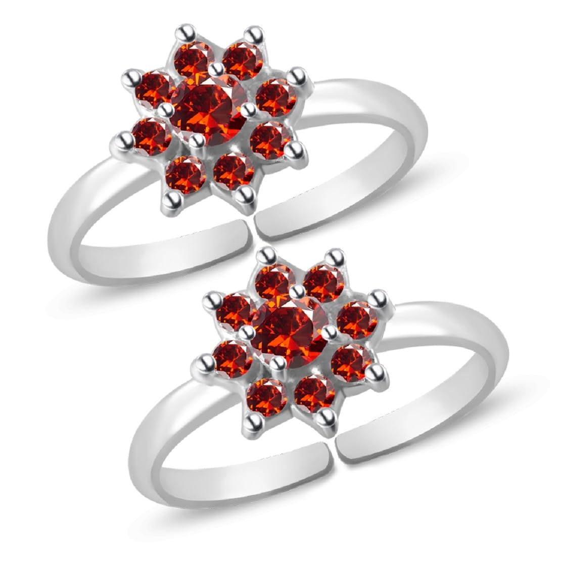 MJ 925 Parnika Sparkling CZ Silver Toe Rings In Pure 92.5 Sterling Silver For Women | Chandi Bichiya | With Certificate Of Authenticity (Garnet) (B075HYHFH1) Amazon Price History, Amazon Price Tracker