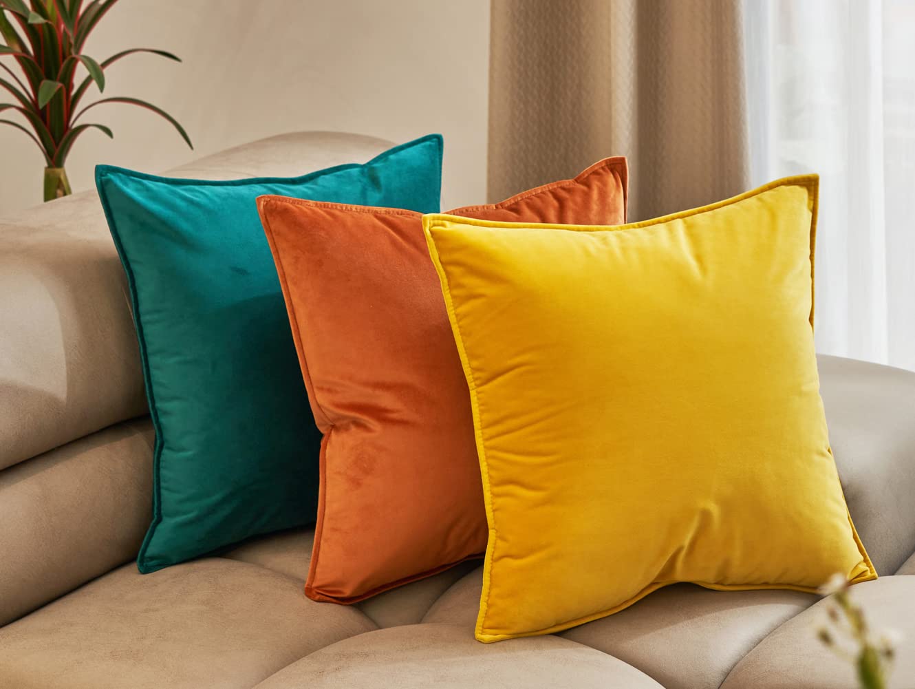 JUSPURBET Copricuscini in Velluto Ruggine 71x71 cm Set di 2 per