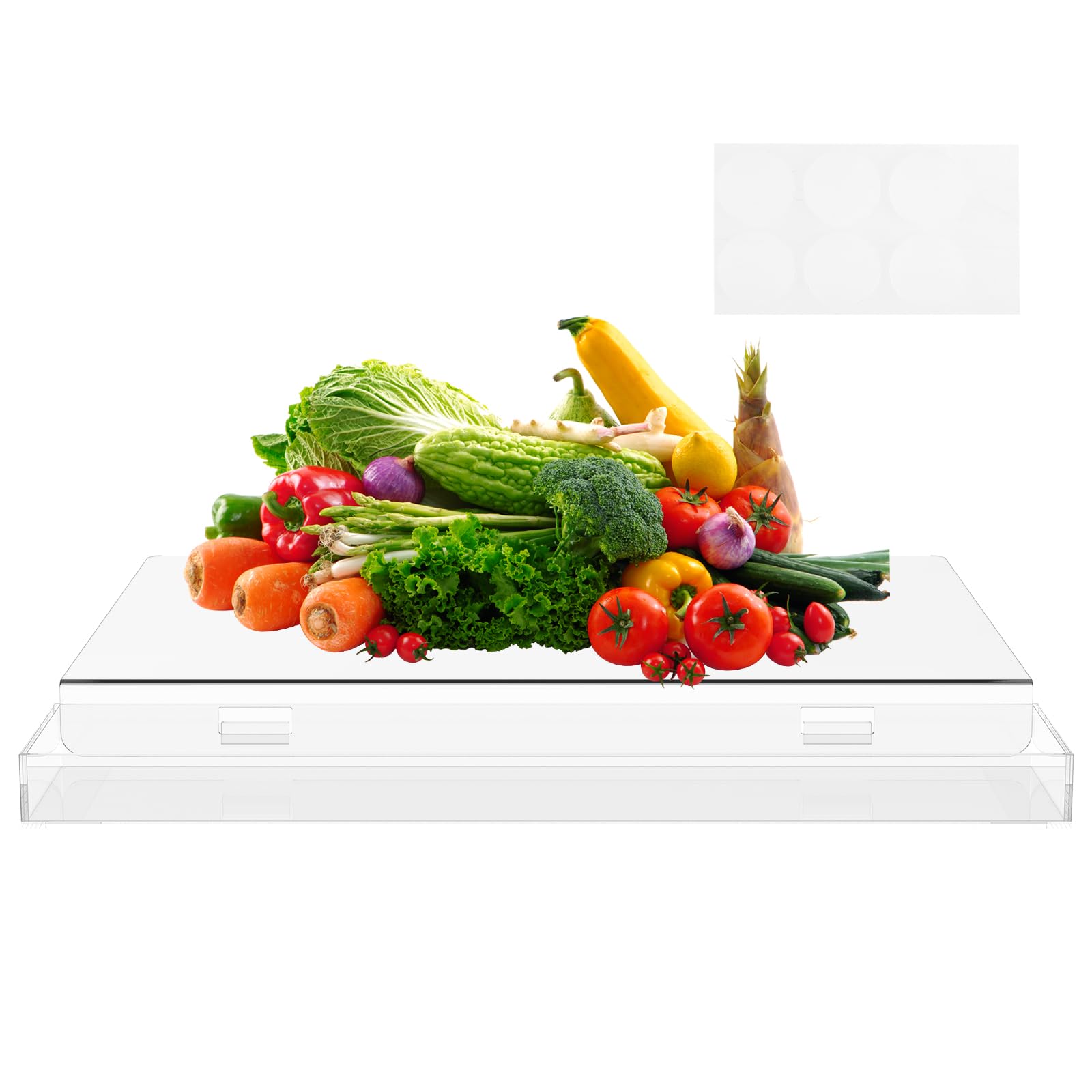 Kuanght Transparent Acrylic Cutting Board With Counter Lip And Waste Container, 43 X 33 Cm Non Slip Cutting Boards For Kitchen Counter, Not Heat Resistant 60°C, Clear Chopping Board For Vegetables Fruits Meat And Bread
