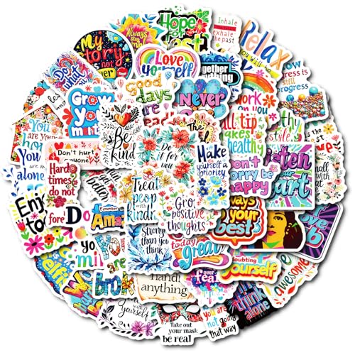 50 calcomanías de palabras inspiradoras, bonitas calcomanías de vinilo impermeables positivas para niñas, niños, adolescentes, adultos, estudiantes, botella de agua, laptop, teléfono, computadora