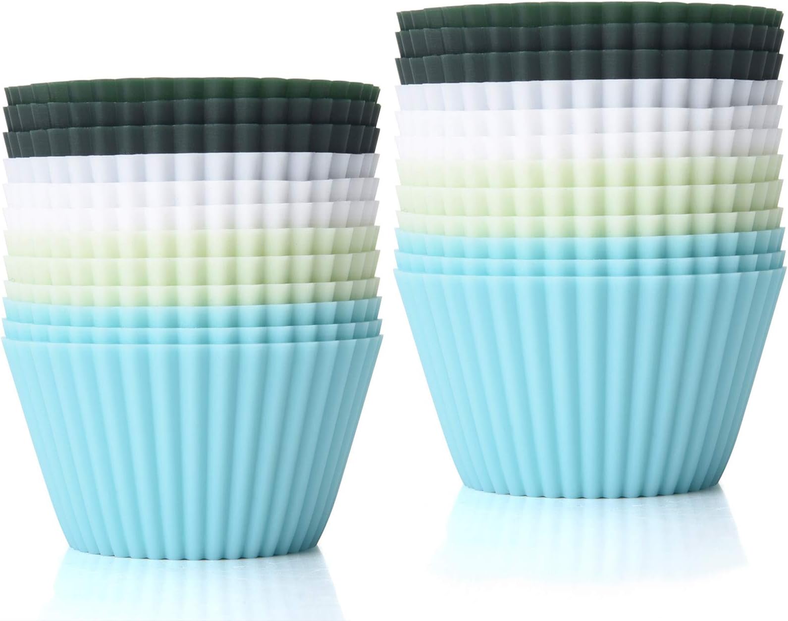 TeaRoo Silicone Baking Cups, Reusable 24 Pack Muffin Liners Nonstick Standard Size Cupcake Holder Molds Muffins Cup Molds