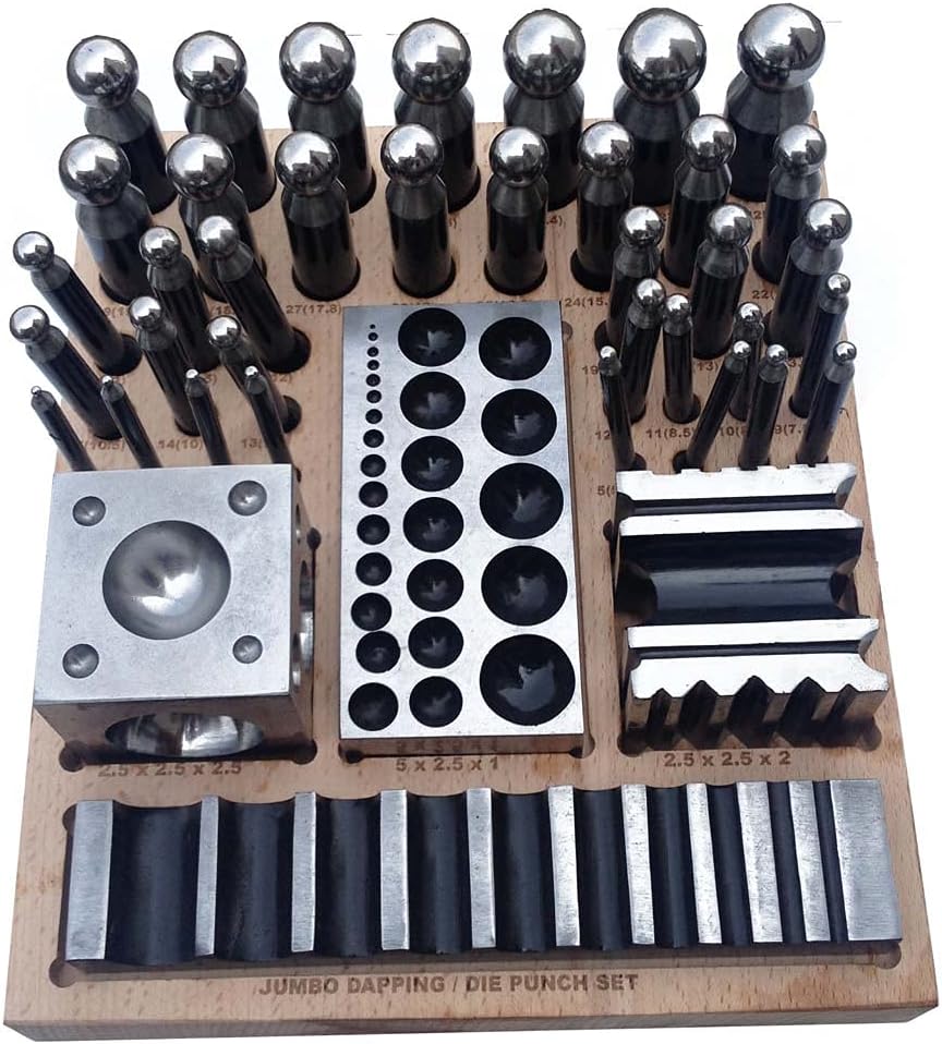 Bench Wizard 41 Piece Jewelers Doming Block Dapping Punch Set | Heavy Duty Stainless Steel Construction | Great For Jewelry Making & Metalworking