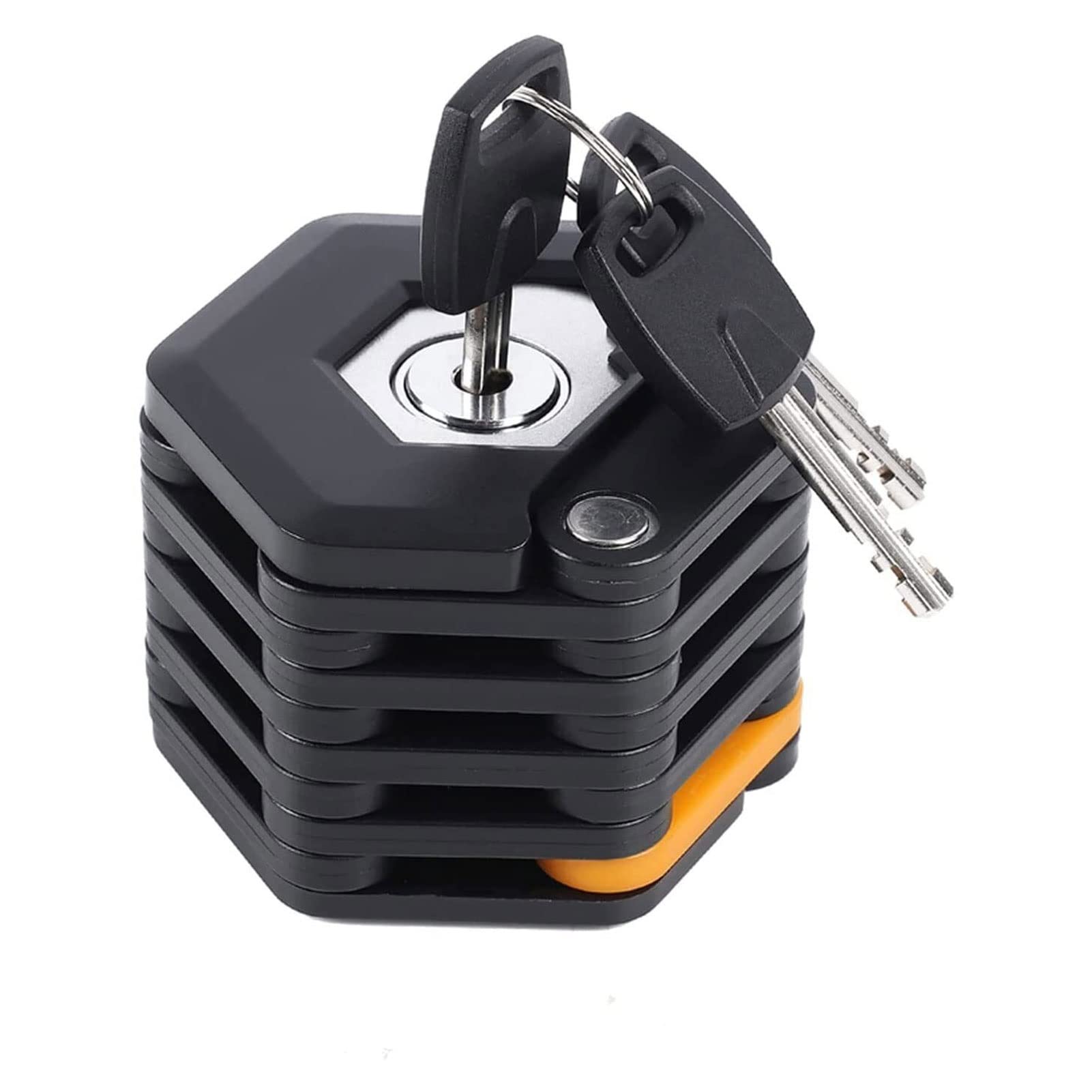Lucchetto Pieghevole per Bicicletta, Resistente, ad Alta Sicurezza, in Lega di Acciaio, antifurto, per Bici da Corsa, motociclette elettriche (Nero, 6,7 x 5,5 cm)