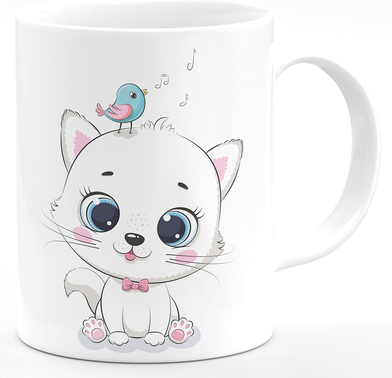 Cat 3D Design Hd Printed Microwave Safe Ceramic Coffee Mug Suitable Gift for Friend | Brother | Sister | Boyfriend | Girlfriend | Boys | Girls | Kids | Cousin (350 ml, White)