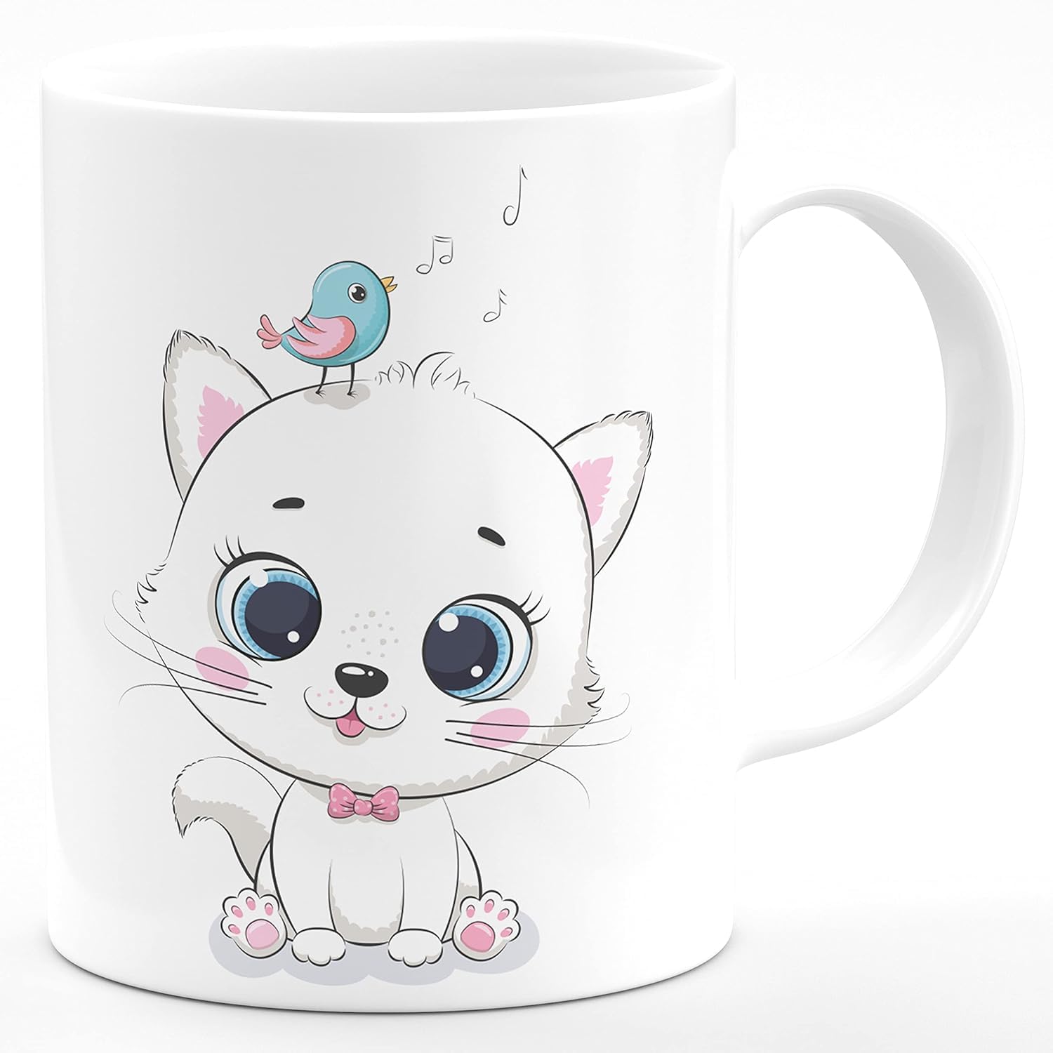 Cat 3D Design Hd Printed Microwave Safe Ceramic Coffee Mug Suitable Gift for Friend | Brother | Sister | Boyfriend | Girlfriend | Boys | Girls | Kids | Cousin (350 ml, White)