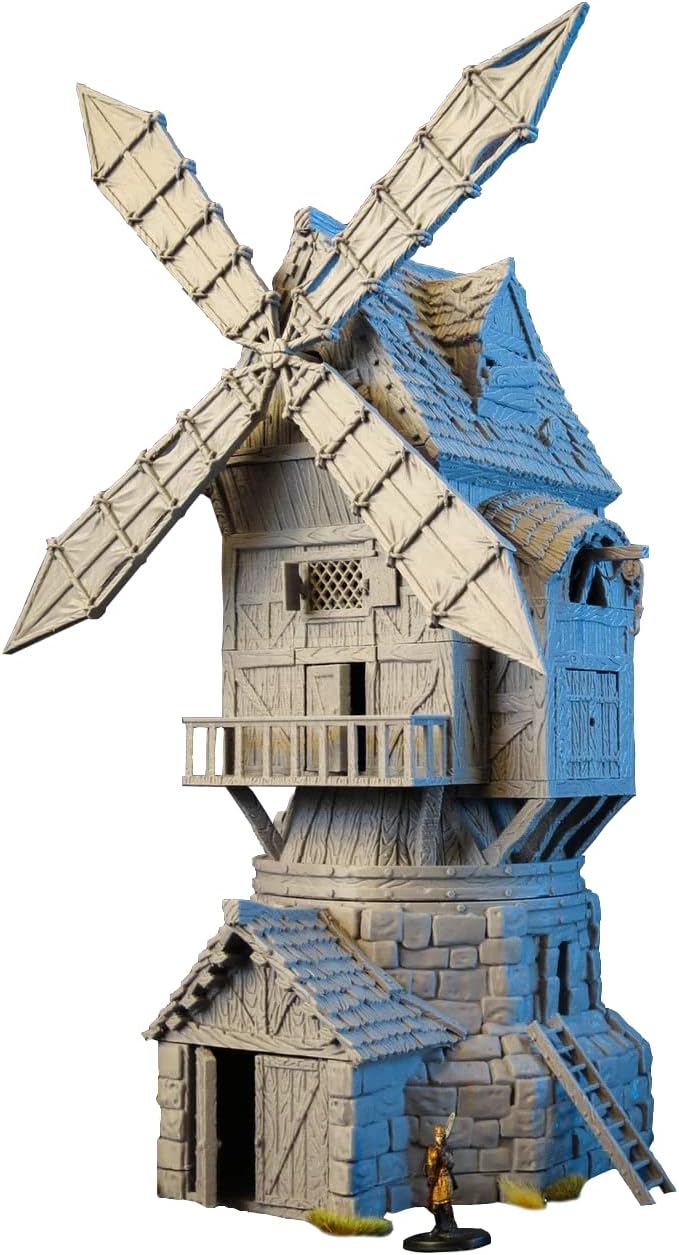 Windmill 28mm Scale Building for Medieval and Fantasy Village. Perfect for Wargaming, Warhammer 40k, Dungeons and Dragons, RPG, 3D Vikings
