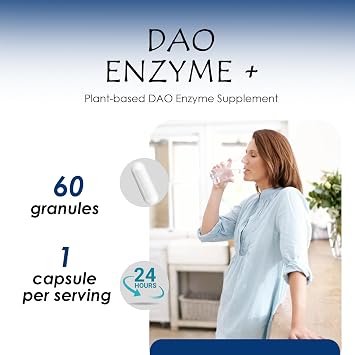 DAO Supplements Histamine Blocker – DAO Enzyme (Diamine Oxidase) & Vitamin C for Gut Health & Food Support – 60 Servings