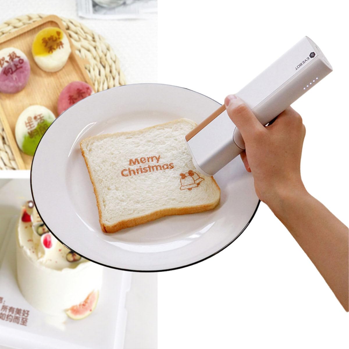 Imprimante pain et biscuits portable Type-C avec encre alimentaire marron et noire