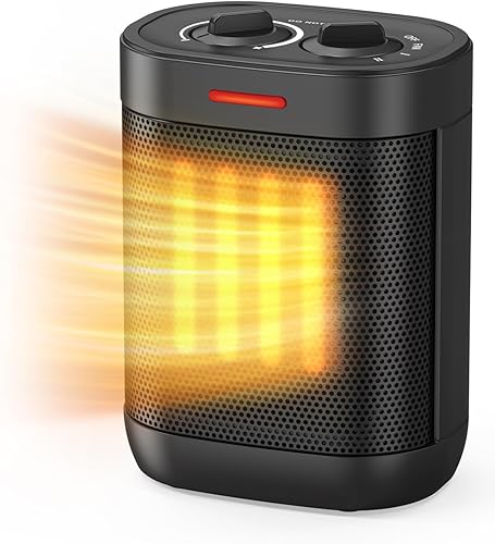 Calentador de espacio pequeño de 1000 W para uso en interiores, calentamiento rápido 2S, calentador eléctrico de cerámica PTC con 3 modos,