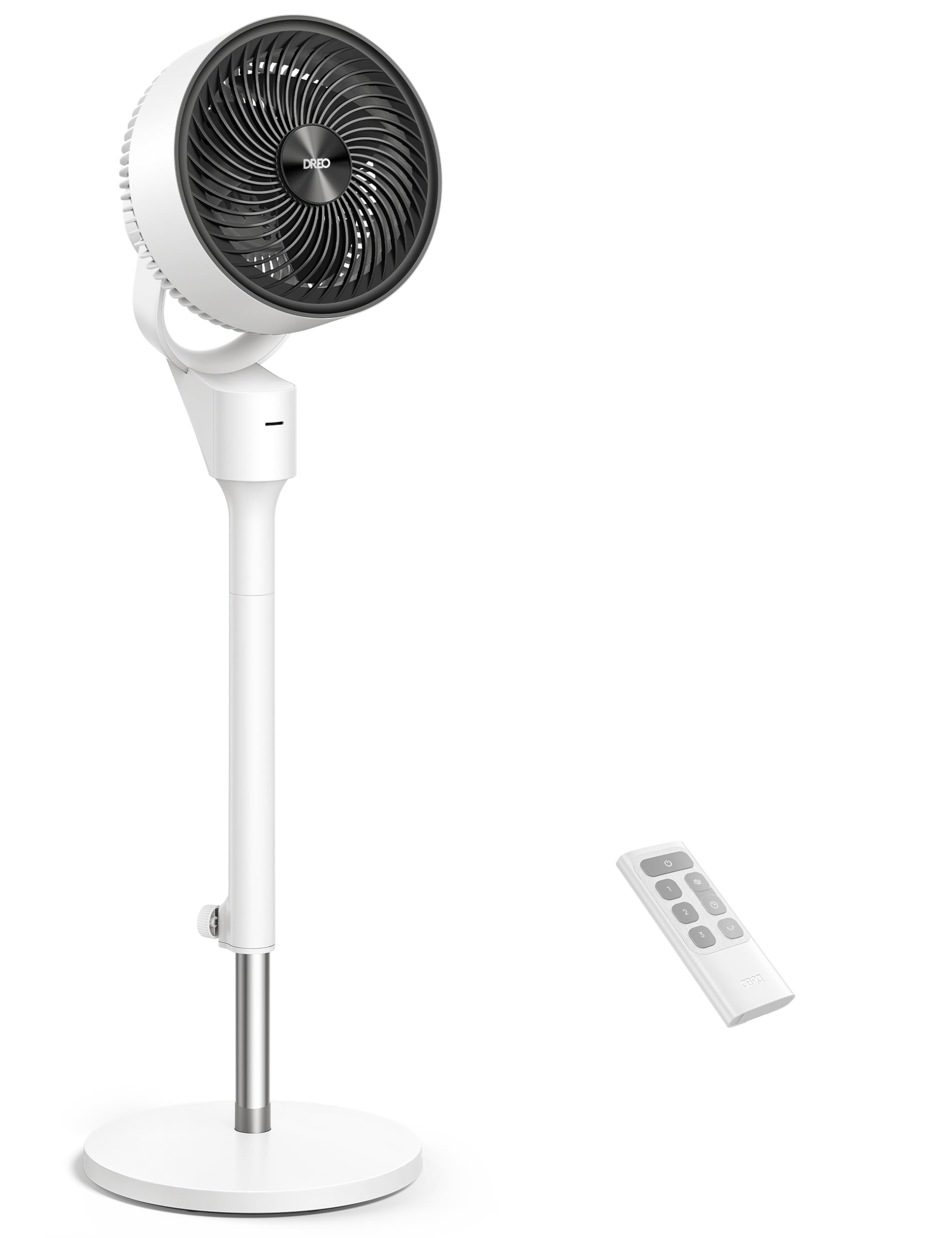 Dreo Ventilatore a Piantana Silenzioso 25dB, Oscillazione Orizzontale Automatica 80°, 3 Velocità, Portata fino a 24m, Potente con Telecomando, Inclinazione Verticale Manuale 90°, Timer 6 Ore