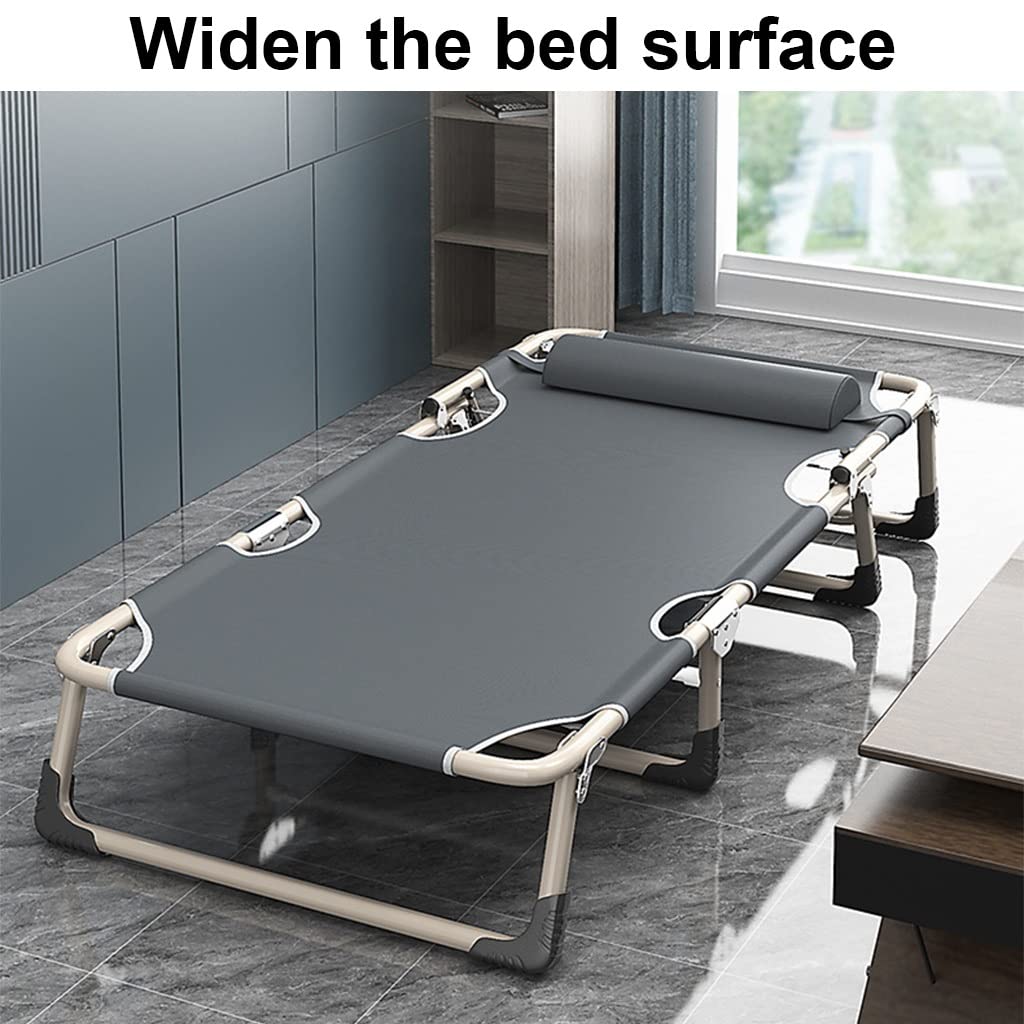 Lit de camping inclinable réglable avec matelas – Lit portable compact pliable pour dormir en plein air, randonnée – Gris