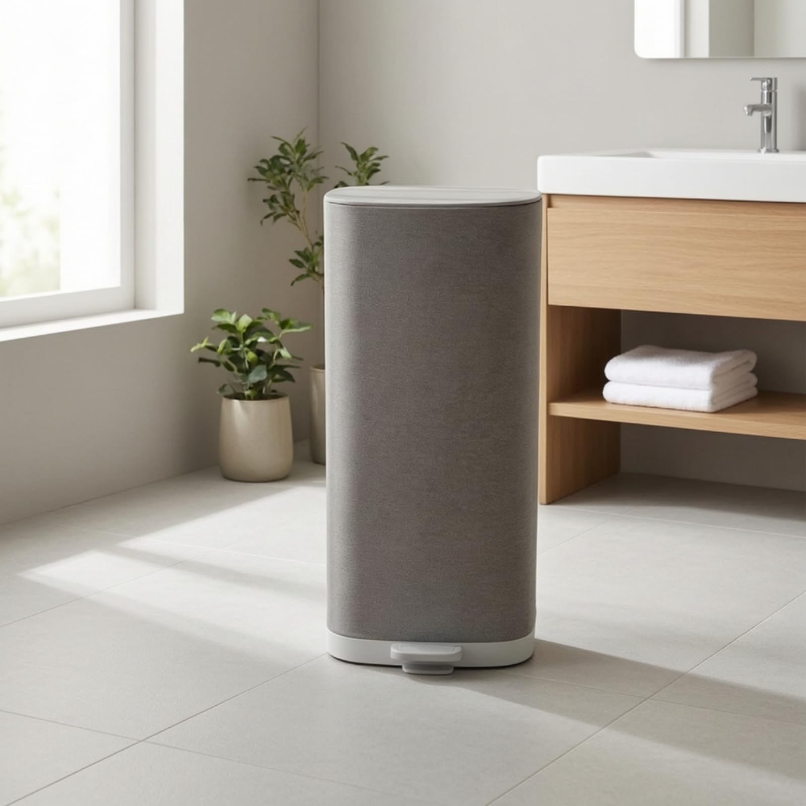 Baoblaze Portabiancheria in Tessuto con Coperchio, 10L, Cestino Per Biancheria A Pedale Pieghevole, Modello 70496A, Stile Moderno E Minimalista