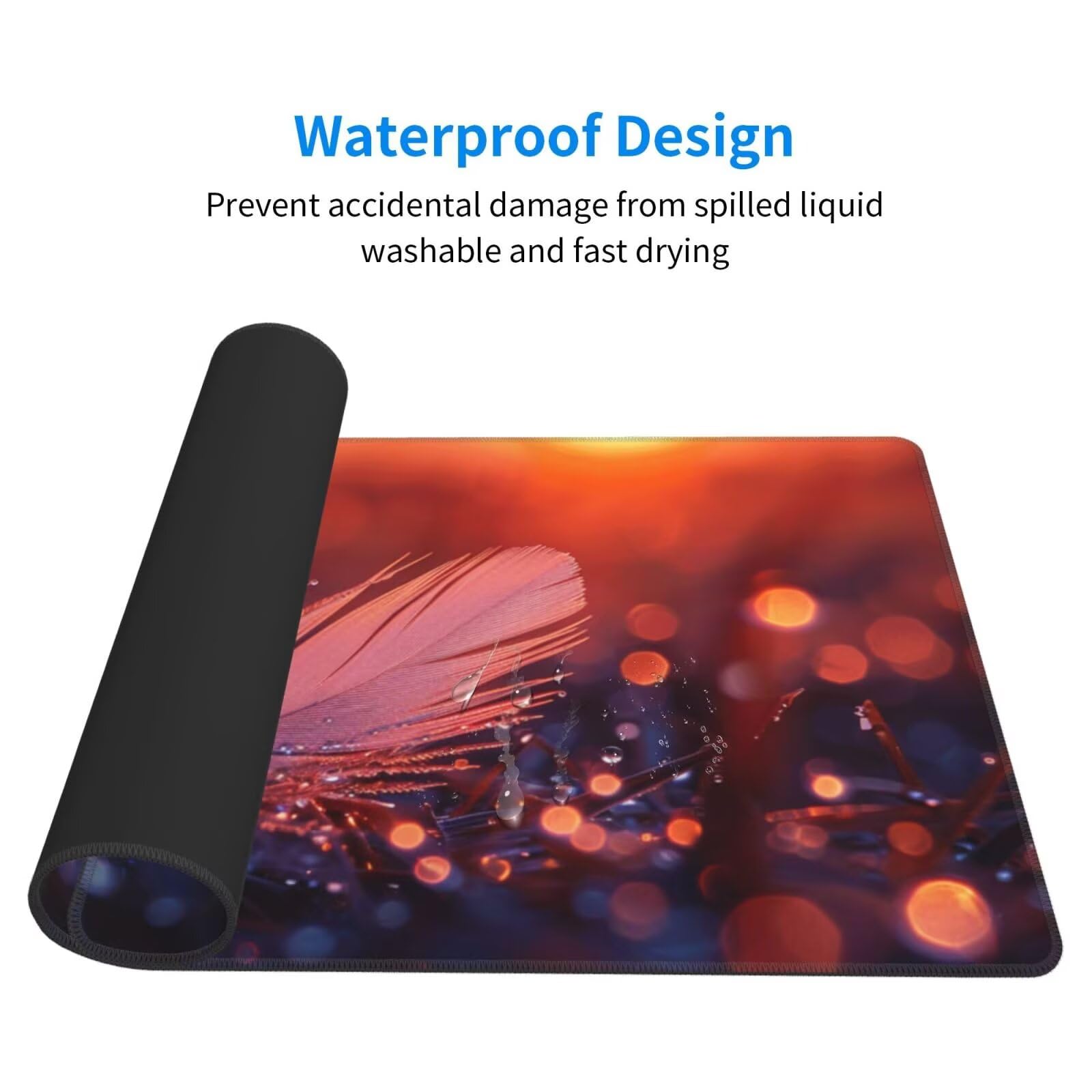 Alfombrilla de Ratón Gaming Grande XXL 1200x600x4mm con Bordes Cosidos, Tela de Micro Tejido, Base Goma Antideslizante y Mouse Pad, para Teclado Jugadores Escritorio, PC, Oficina Cuentas Plumas Y6273