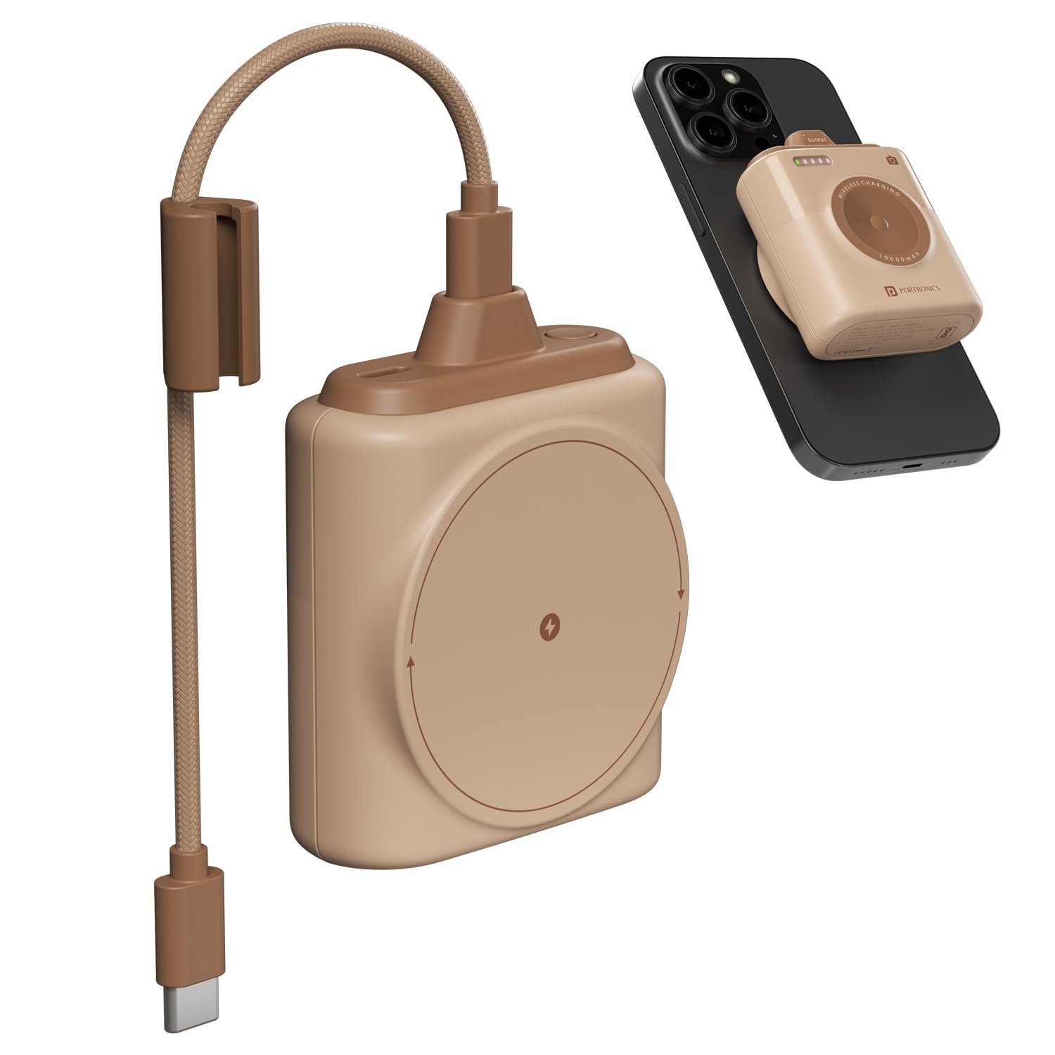 Portronics Moji 10K Smallest Wireless 10000Mah Fast Charging Power Bank with Detachable USB Type-C Cable, Strong Magnet, 20W Wired Output, for iPhone 12 & Above, Android & All Qi Enabled Devices-image-15