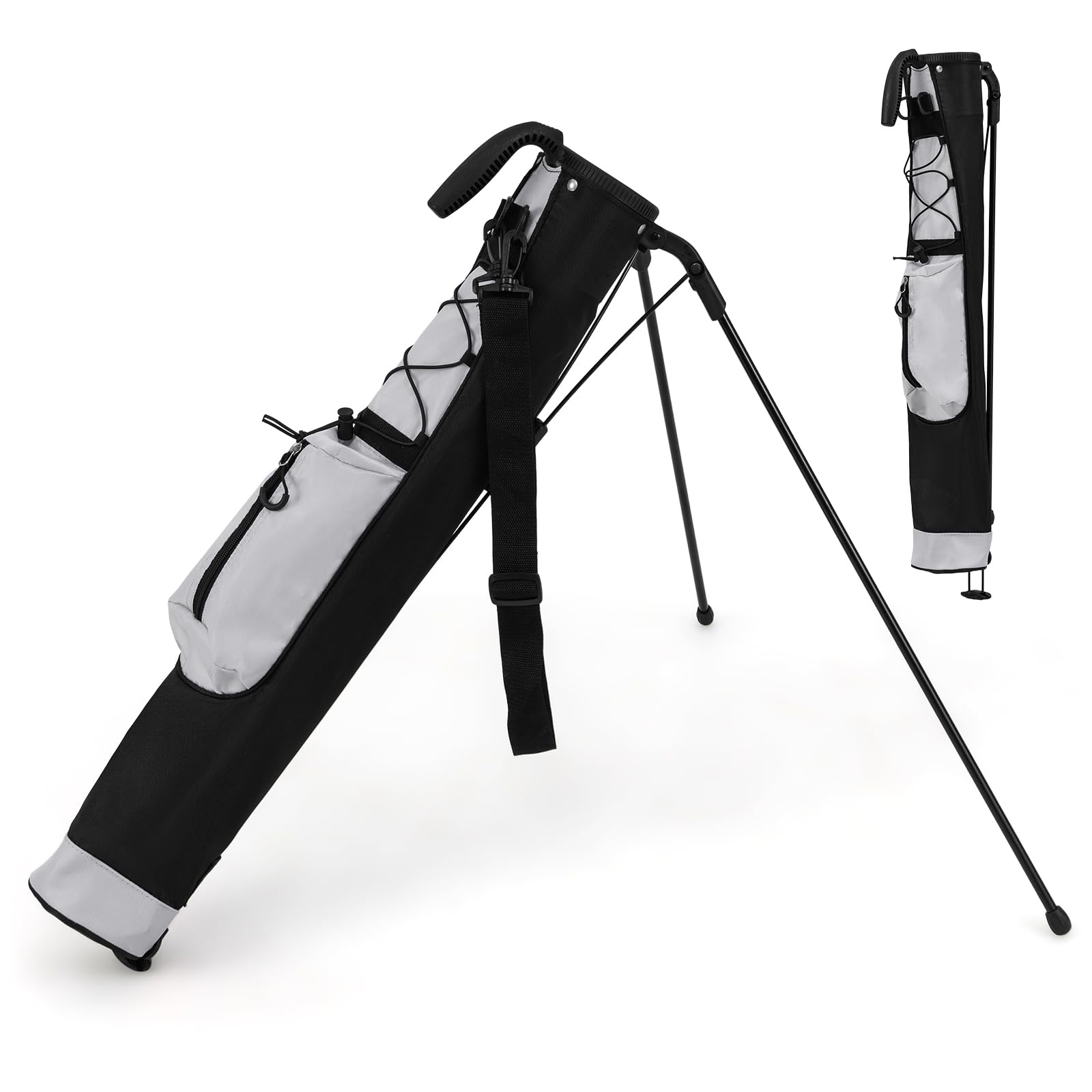 LIFEZEAL Golftasche, Reisetasche Leicht mit Ständer, 2 Fächer, Becherhalter, wasserdichte Tragetasche, Golf Pencil Bag für Damen und Herren