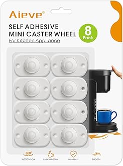 Aieve Wheels for Kitchen Appliances, 8 Pack Self Adhesive Mini Casters, 360 Degree Swivel Rollers for Coffee Machine, Air Fryer, Cooker