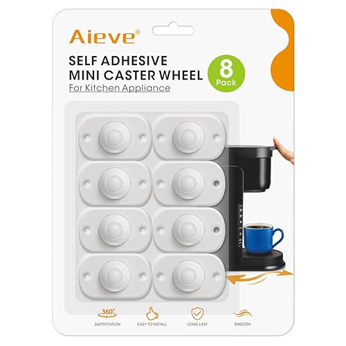 Aieve Ruedas giratorias autoadhesivas, paquete de 8 rodillos para electrodomésticos de cocina, ruedas para electrodomésticos pequeños, mini ruedas