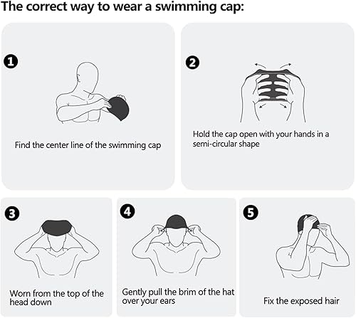 Miniatura 7 de WHALE Gorro de natación extragrande para mujeres y hombres, antideslizante, de alta elasticidad, mantiene el cabello seco, unisex, tamaño grande,