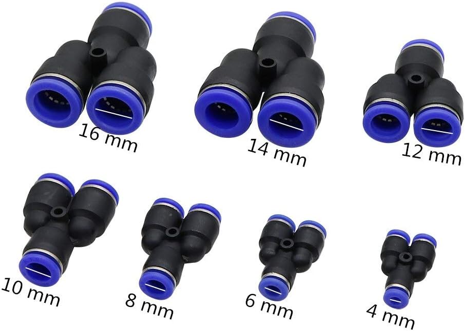 Hose Connector 40Pcs Push in Y Shaped Quick Connecting PVC Connector 4/6/8/10/12/14/16mm Plastic Water Pipe Adapters Pneumatic Accessories (Color : 16 mm)