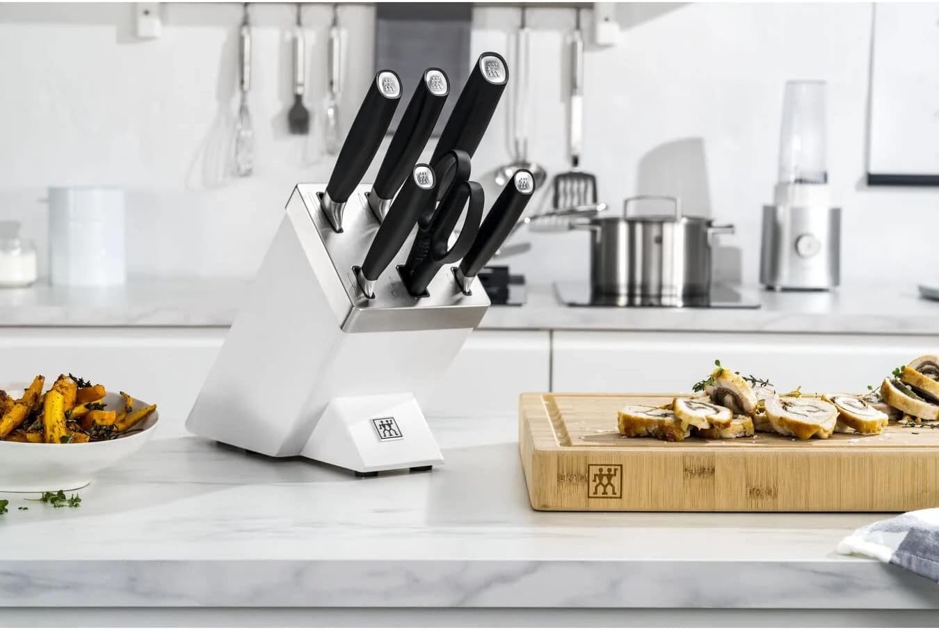 ZWILLING 7-Piece Knife Block Set, Silver & White