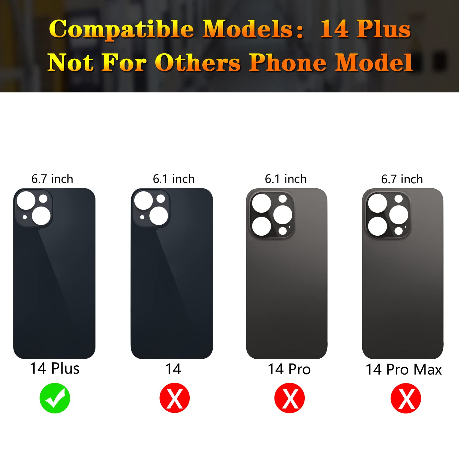 ReuWeu Back Replacement Glass Cover Compatible with iPhone 14 Plus 6.7