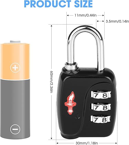 Miniatura 2 de TSA Locks - Paquete de 6 cerraduras ultraligeras para viajes y gimnasio (1.90 oz cada uno), cerraduras seguras aprobadas por la TSA para maletas,